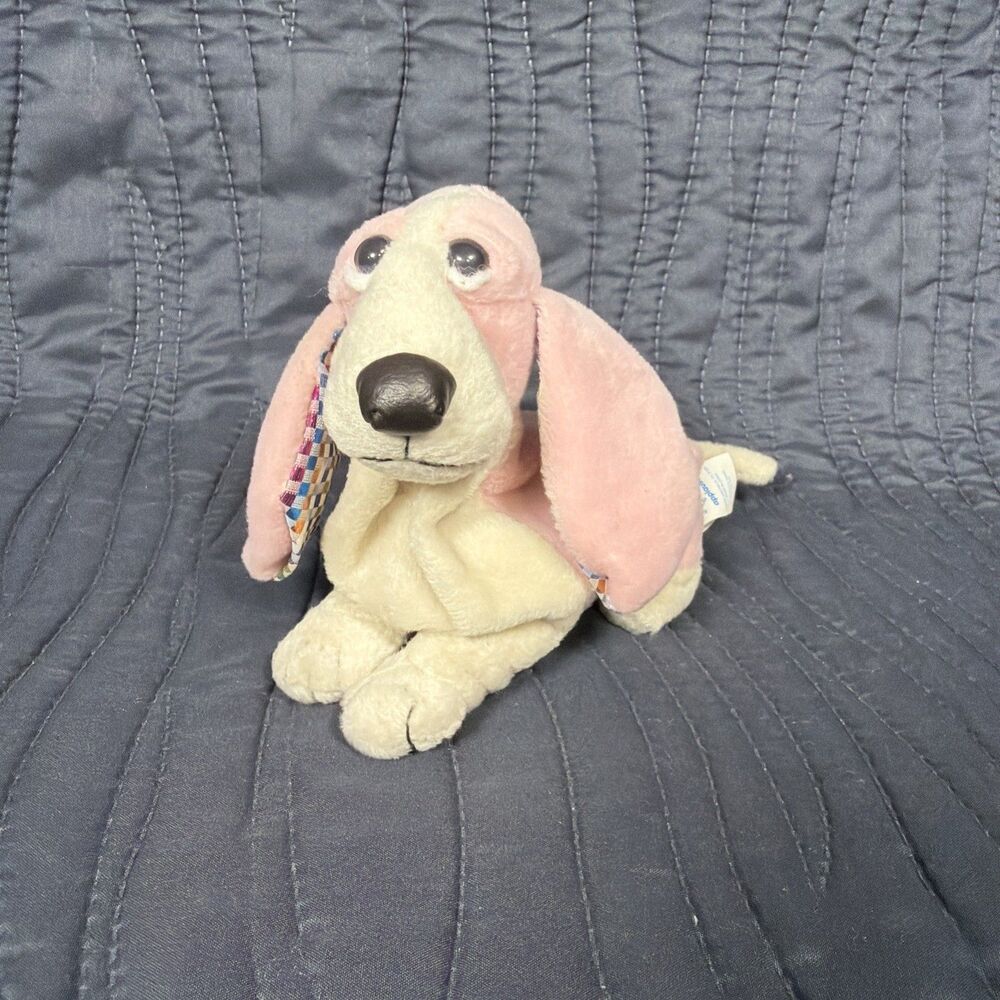 Vintage Applause Hush Puppies Basset Hound Plush Pink 8" Stuffed Dog Toy